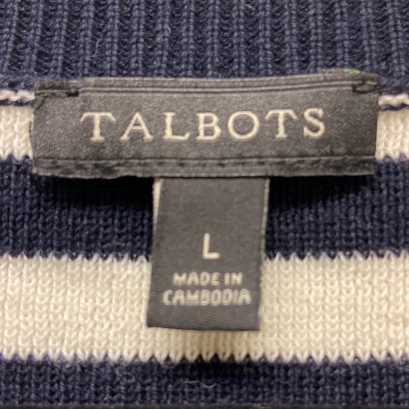 Talbots | Striped Knit Crewneck Sweater Navy/Multi-Colored L - Picture 5 of 8
